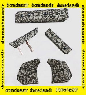kit de remplacement custom pour crosse AT-ONE grey skull,GREY SKULLS DIP TARGET AT-ONE COMPONENT SET