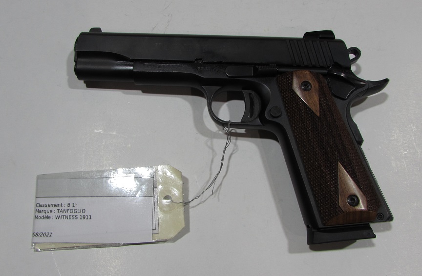 PISTOLET SEMI AUTOMATIQUE Tanfoglio Witness 1911, CAL 45 ACP etat Neuf