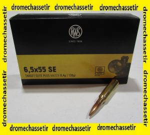 Boite de 20 cartouches RWS calibre 6.5x55 SE Target Elite Plus Match 130 grains