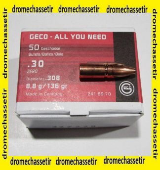 boite de 50 ogives Geco Zero sans plomb cal 30 136 grains