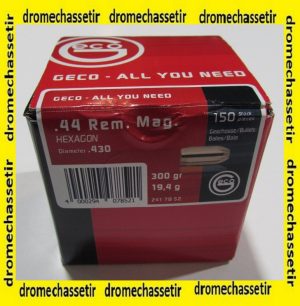 Boite de 150 ogives Geco Hexagon, cal 44(430") 300 grains