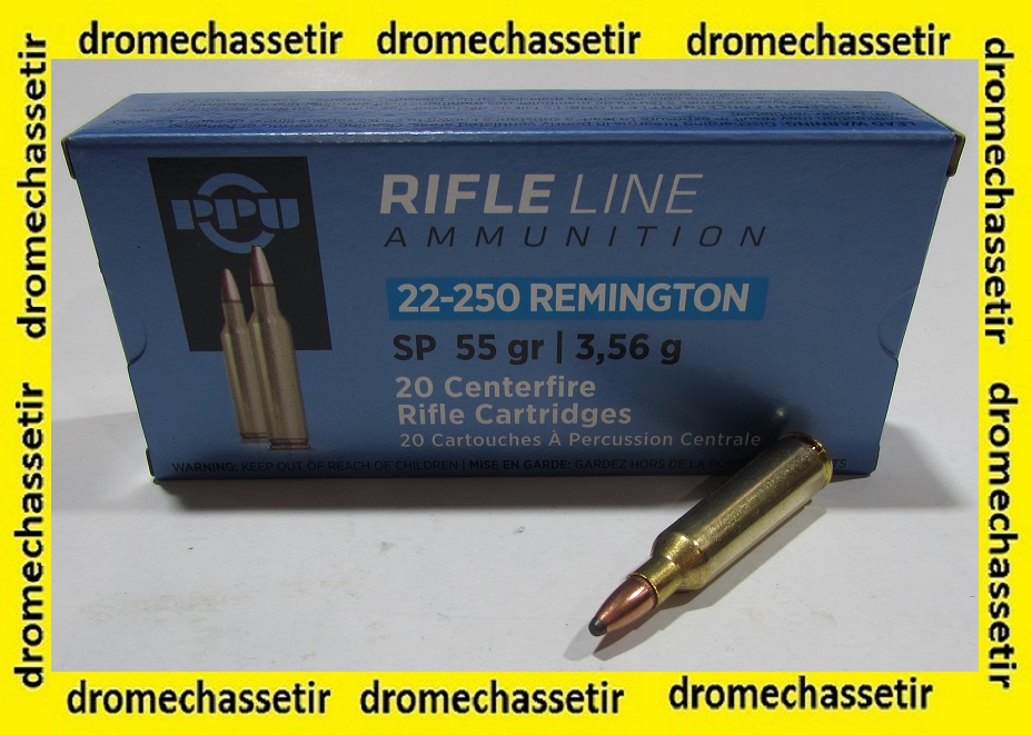 boite 20 cartouches Partizan calibre 22-250 Remington 55 grains SP