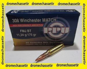 boite 20 cartouches Partizan cal 308 winchester 175 grains FMJBT Match