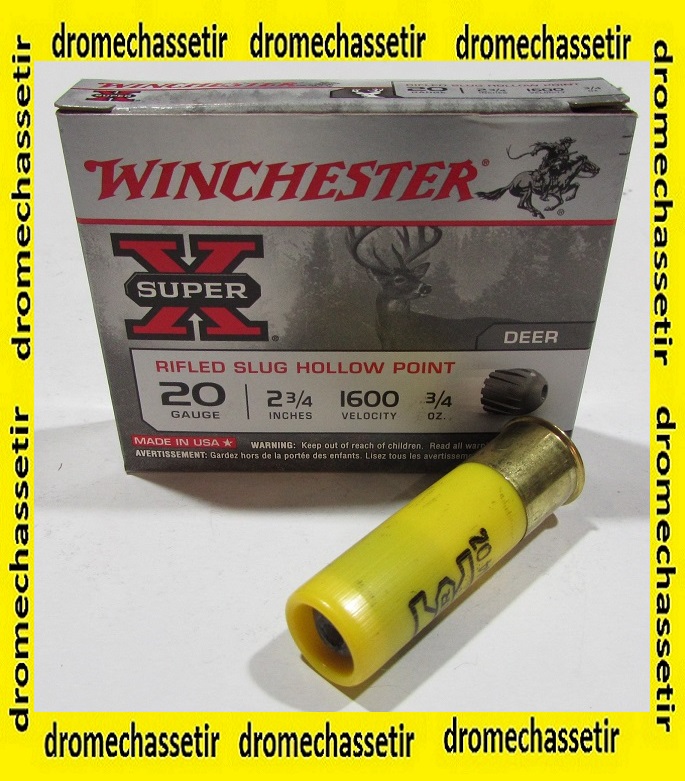 boite 5 cartouches Winchester Rifled slug cal 20/70 21 grammes