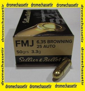 Boite de 50 cartouche Sellier Bellot cal 25 ACP 50 Grains FMJ