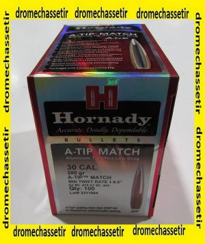BOITE DE 100 OGIVES HORNADY A-TIP MATCH 30/308 250GR ref 3092