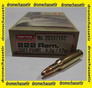 boite 20 Cartouches Norma cal 222 Remington 62 grains demi blindee