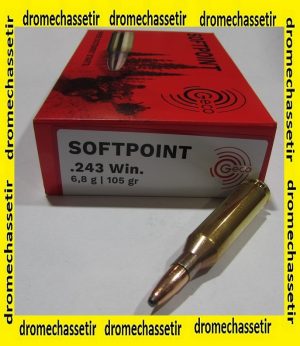 boite 20 cartouches Geco soft point 105 grains calibre 243 winchester