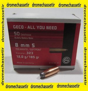 boite de 50 Ogives Geco calibre 8mm soft point 185 grains