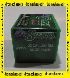 boite de 100 ogives Sierra .224 55grs FMJBT ref 1355
