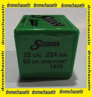 boite de 100 ogives Sierra .224 63grs demi blindee ref 1370