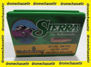 boite 100 ogives Sierra .308 150grs HPBT Matchking ref 2190