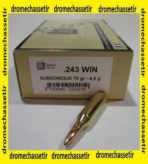 boite 20 cartouches cal 243 winchester sologne subsonic 70grs HP