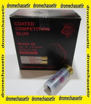 boite de 25 cartouches GECO COATED COMPETITION SLUG BLACK 26 cal 12/67