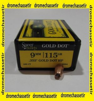 boite 100 ogives Speer Gold dot cal 9mm 115 grains 3994