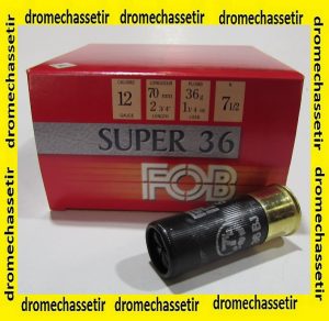 Boite 25 cartouches Fob Passion super 36 cal 12/70 bourre jupe plombs numero 7.5