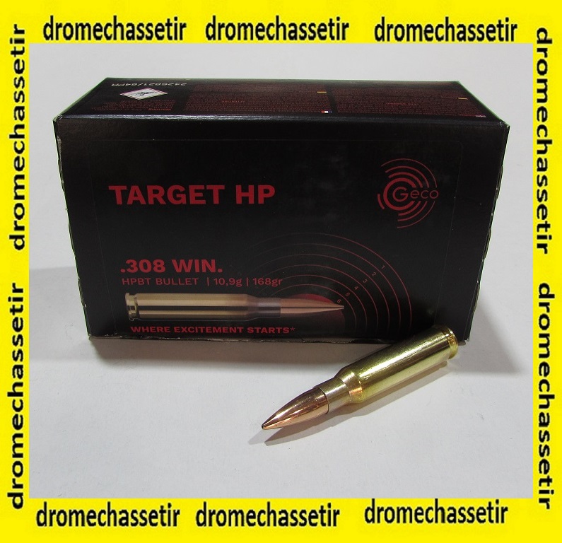 Boite 50 cartouches Geco Target HP cal 308 BTHP 168 grains