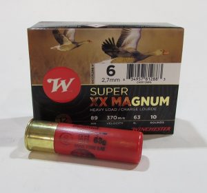 Boite 10 cartouches Winchester XX super Magnum cal 12/89 bourre jupe 63 grammes plombs 6