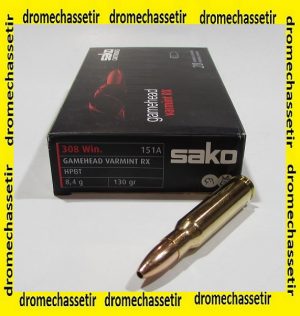 Boite 20 cartouches SAKO calibre 308 Winchester Varmint RX 130 grains