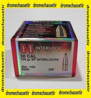 boite de 100 ogives Hornady Interlock SP cal 30 poids 165 grains ref 3040