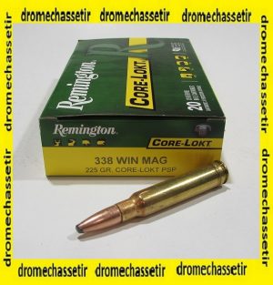 boite 20 cartouche Remington Core Lokt 225 grains calibre 338 Winchester Magnum