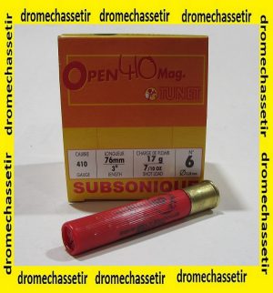 Boite 25 cartouches cal 410 tunet subsonique plomb 6