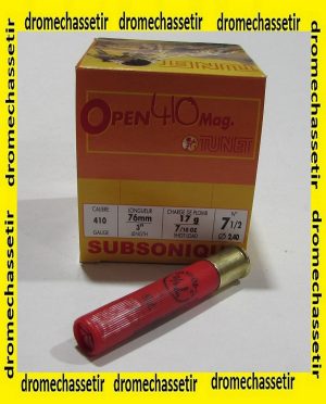 Boite 25 cartouches cal 410 tunet subsonique plomb 7.5