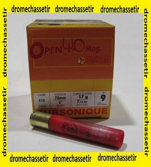 Boite 25 cartouches cal 410 tunet subsonique plomb 9