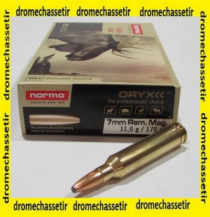 boite 20 cartouches cal 7mm remington magnum norma oryx 170 grains