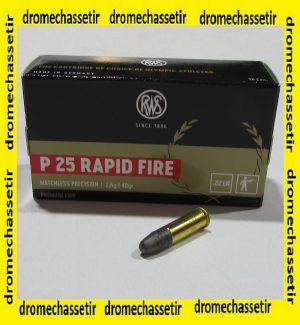 boite 50 cartouches RWS P25 Rapid Fire 22LR 40 grains