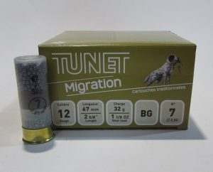boite 25 cartouches calibre 12/67 Tunet mignation plomb 7