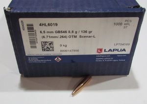 lot 100 ogives Lapua cal 6.5mm 0.264 HPBT scenar L en 136 grains