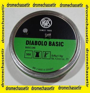 BOITE 500 PLOMBS CAL 4.5MM RWS diabolo basic 0.45 GRAMME