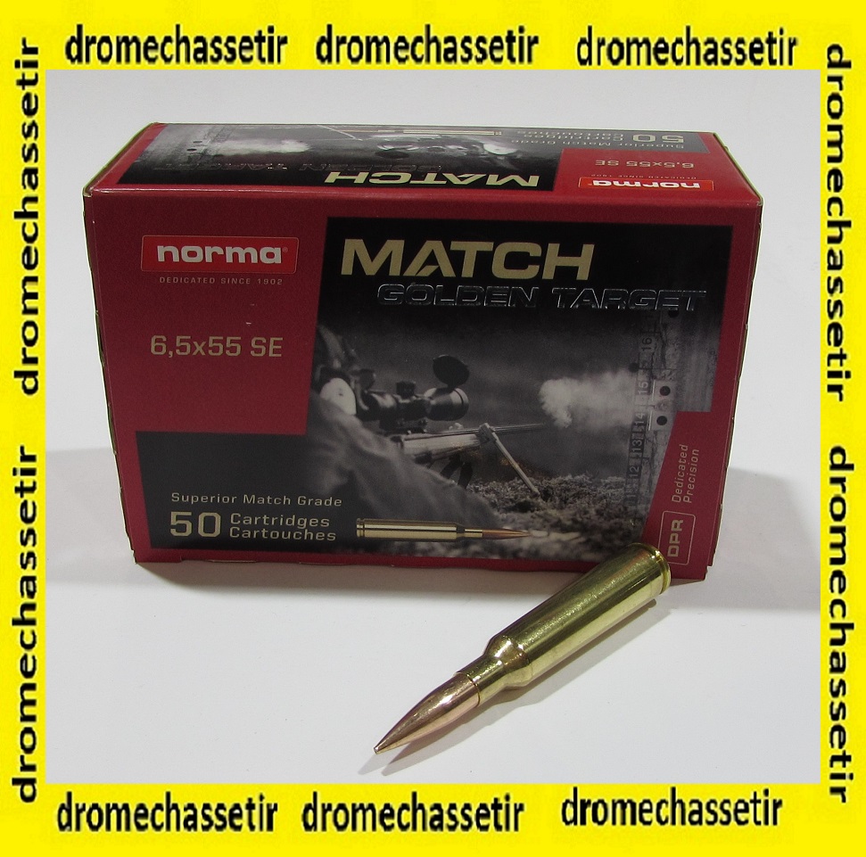 Boite 50 cartouches Norma diamond line cal 6.5x55 SE golden target 130 grains