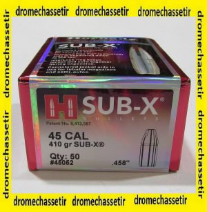 boite de 50 ogives Hornady sub-x 410 grains cal 458 ref 45052