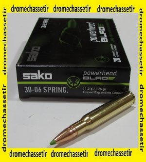 boite 20 cartouches cal 30-06 Sako Powerhead blade cuivre 175 grains