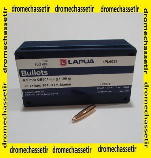 sachet de 100 Ogives Lapua cal 6.5mm OTM Scenar 100 grains ref GB504