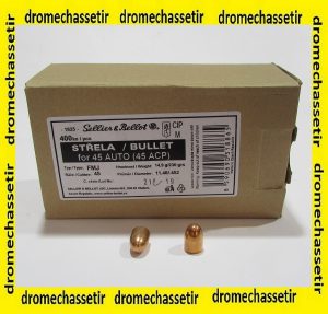 boite 400 ogives sellier bellot cal 45 (.451) 230 grains FMJ round nose