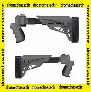 Crosse pliante retractable ATI avec poignée pistolet pour fusil mossberg 500, 590, Maverick 88, Winchester 1200 et 1300 et remington 870 grise