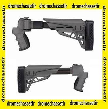 Crosse pliante retractable ATI avec poignée pistolet pour fusil mossberg 500, 590, Maverick 88, Winchester 1200 et 1300 et remington 870 grise