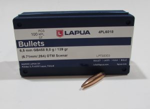 boite 100 ogives Lapua cal 6,5mm (0.264) HPBT scenar en 139 grains