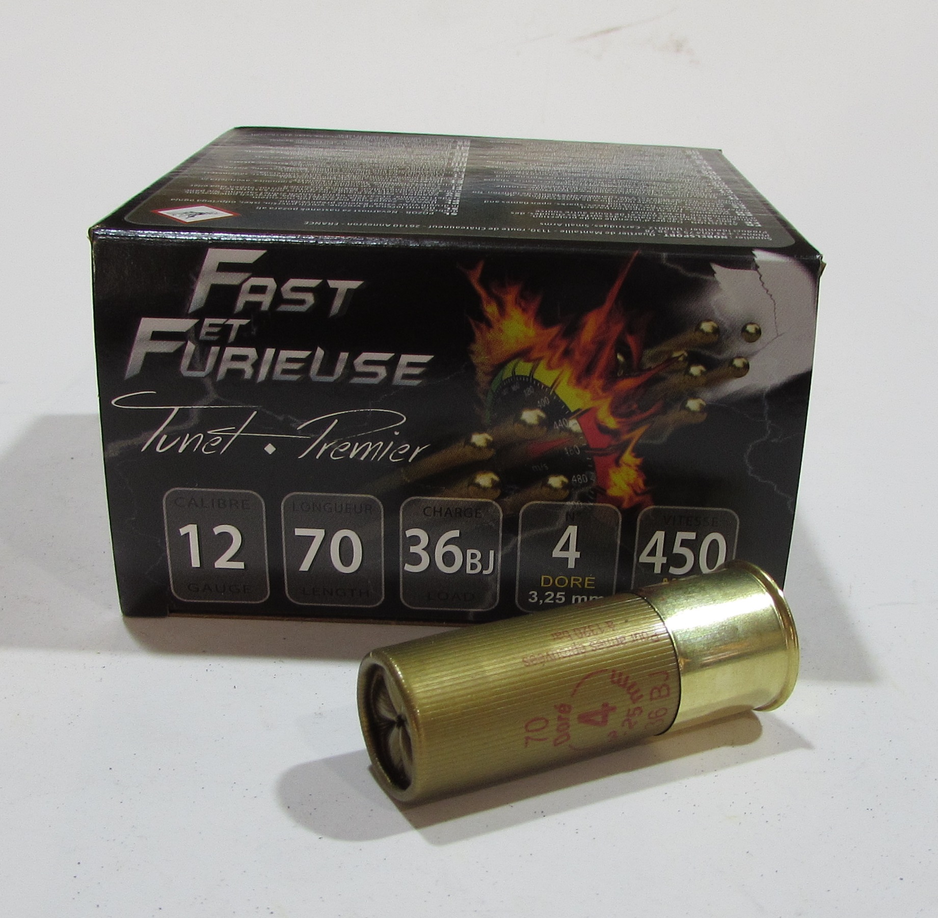 boite 25 cartouches Tunet Fast Furieuse cal 12/70 36 grammes plomb 4