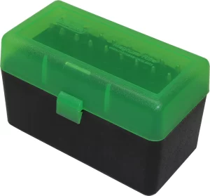 Boite de rangement MTM calibre medium RS50 vert transparent fond noir