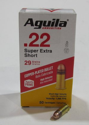 Boite 50 cartouches 22LR Aguila short 29 grains cuivré round nose