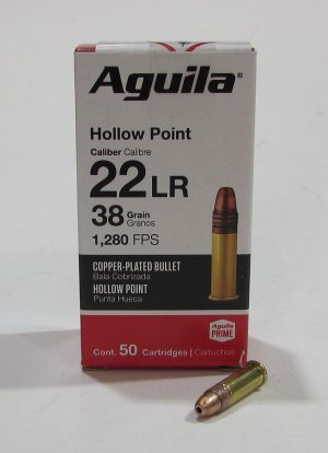 Boite 50 cartouches 22LR Aguila haute velocité Hollow point 38 grains cuivré