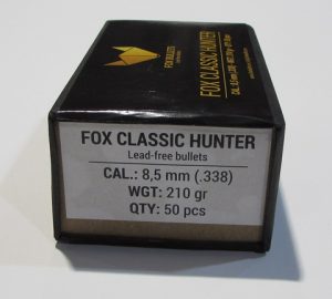 BOITE 50 OGIVES SANS PLOMB FOX CLASSIC HUNTER CAL 338 210 GR