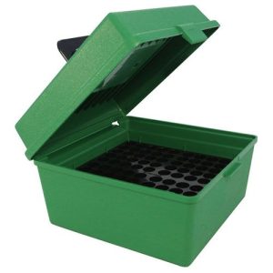 Boite de rangement avec poignée MTM calibre Magnum R-100-Mag Boite à Munitions Vert