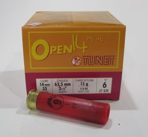 Boite 25 cartouches tunet open cal 32/14mm plomb 6