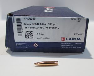 sachet 100 Ogives Lapua cal 6mm OTM Scenar L HPBT 105 grains ref GB542