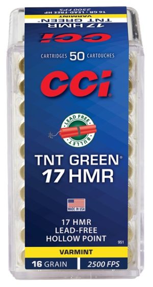 boite 50 cartouches calibre 17 HMR CCI TNT Green 16 grains